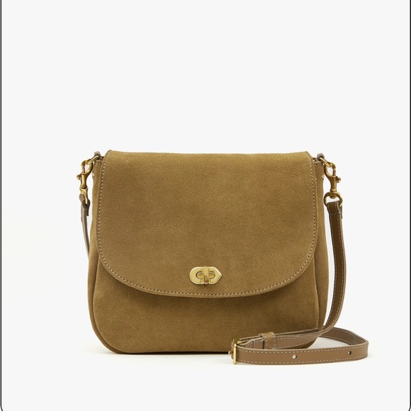 Clare V Turnlock  Louis Crossbody Oat Suede - Picture 2 of 9